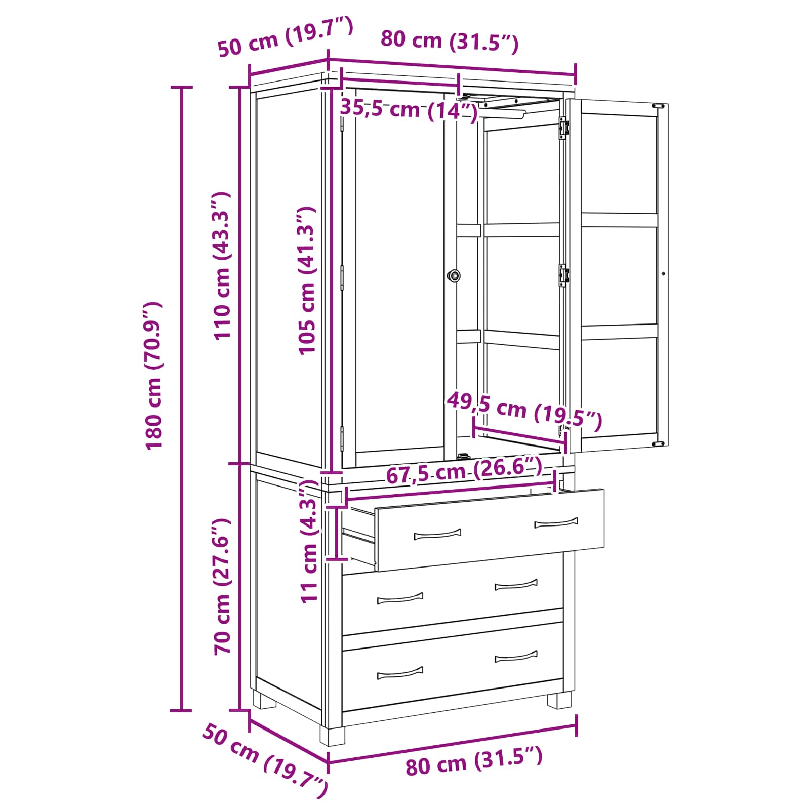 Set de Mobilier pentru Depozitare cu sertar Maro Lemn compozit GartenMobel Dekor