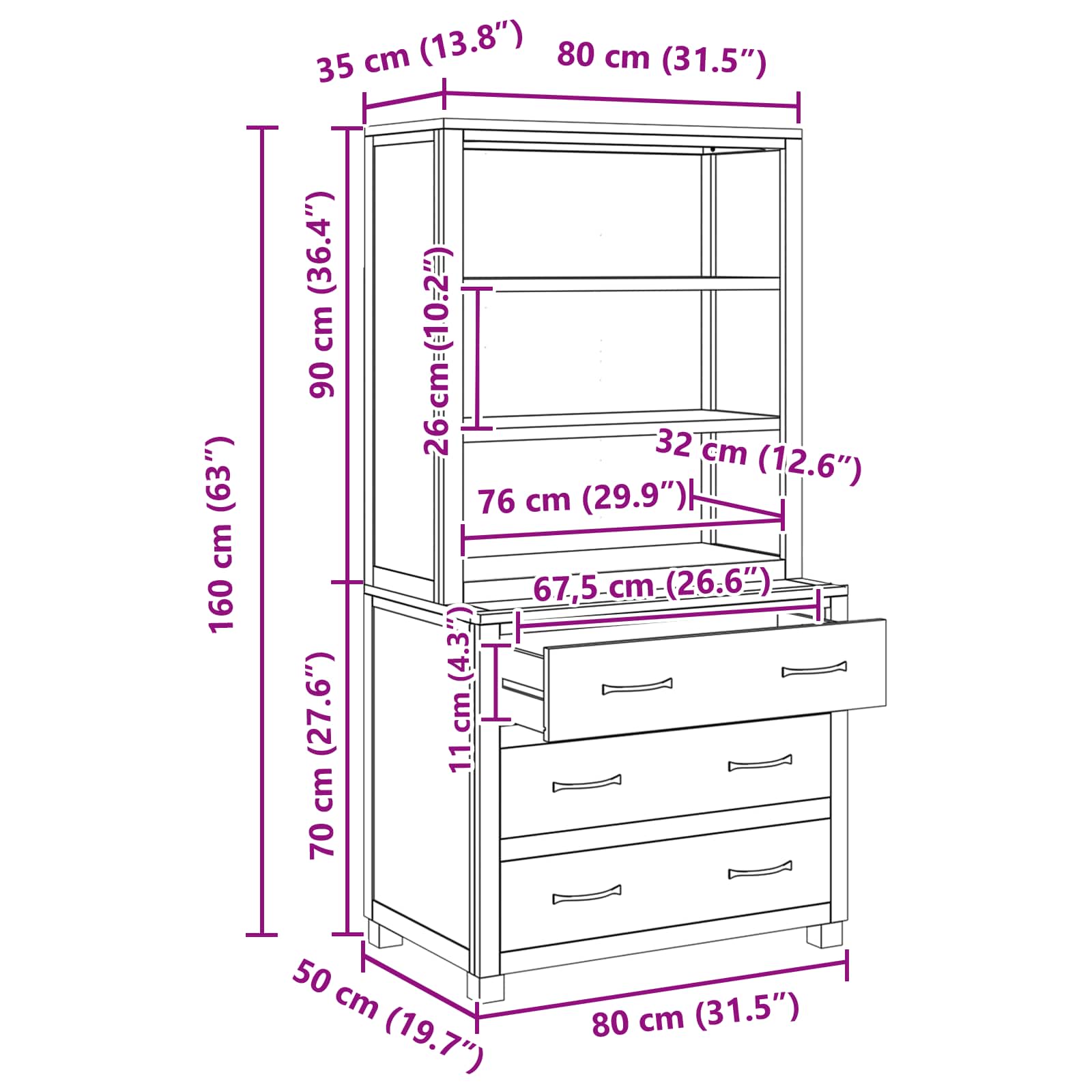 Set de Mobilier pentru Depozitare cu sertar Maro Lemn compozit GartenMobel Dekor