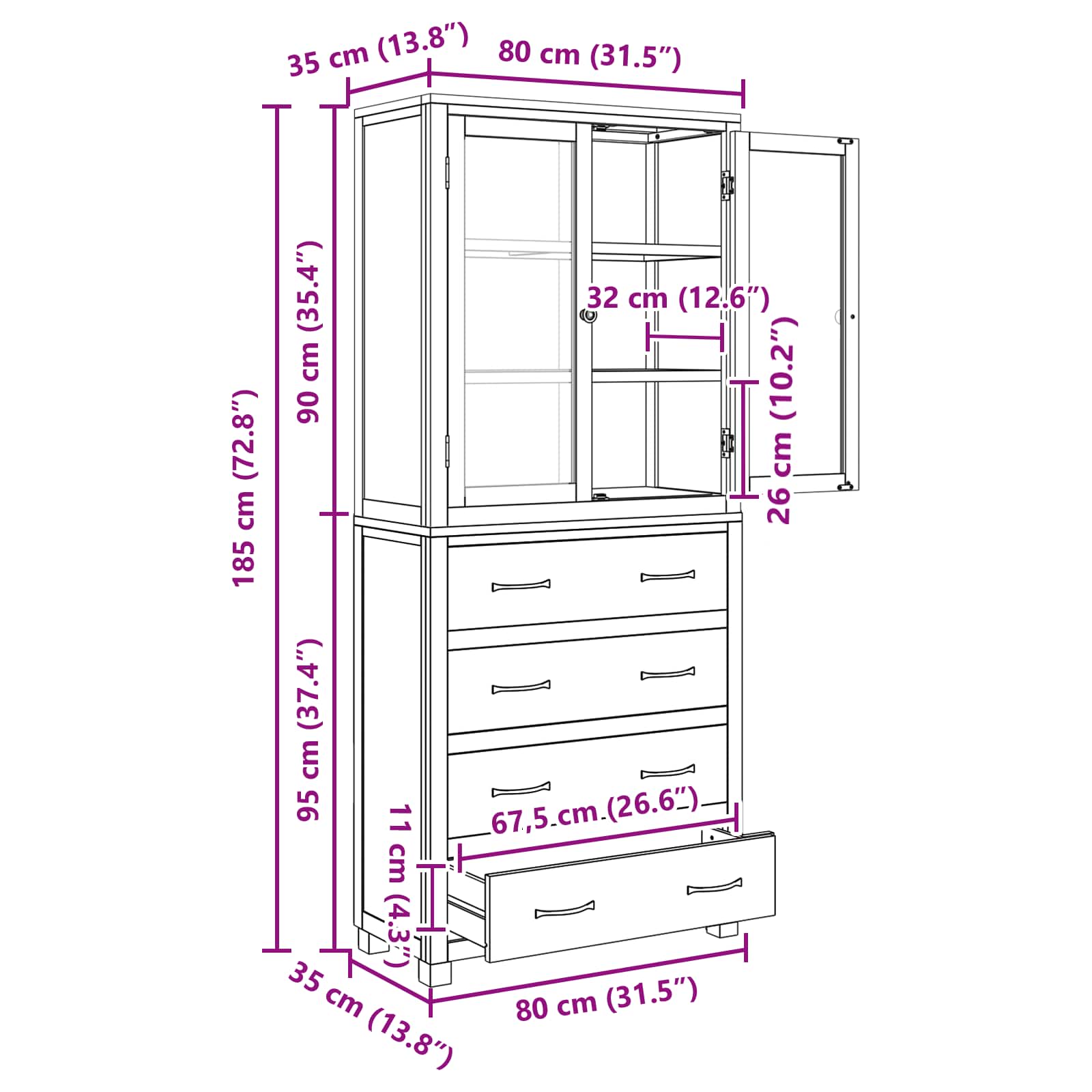Set de Mobilier pentru Depozitare cu sertar Maro Lemn compozit GartenMobel Dekor