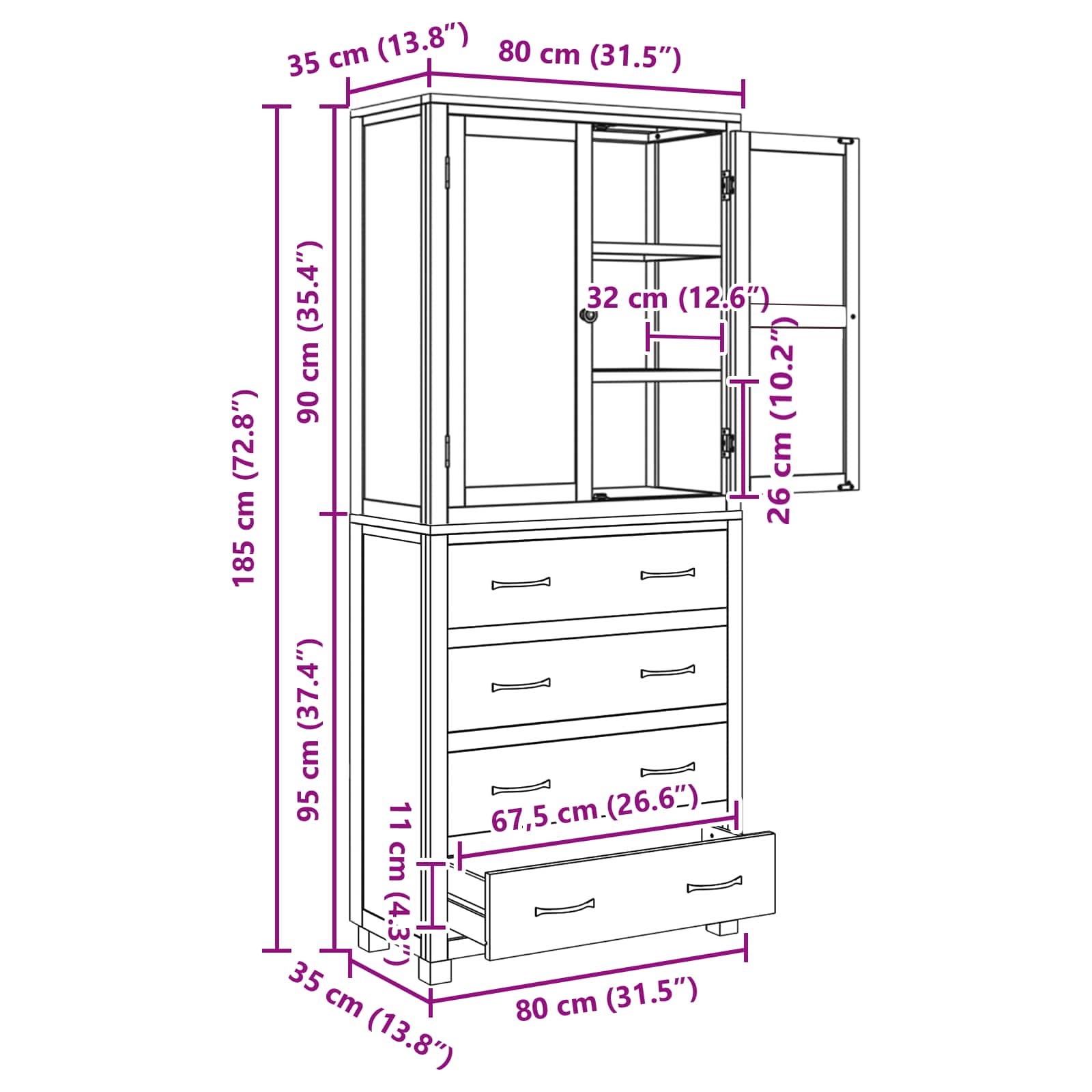 Set de Mobilier pentru Depozitare cu sertar Maro Lemn compozit GartenMobel Dekor