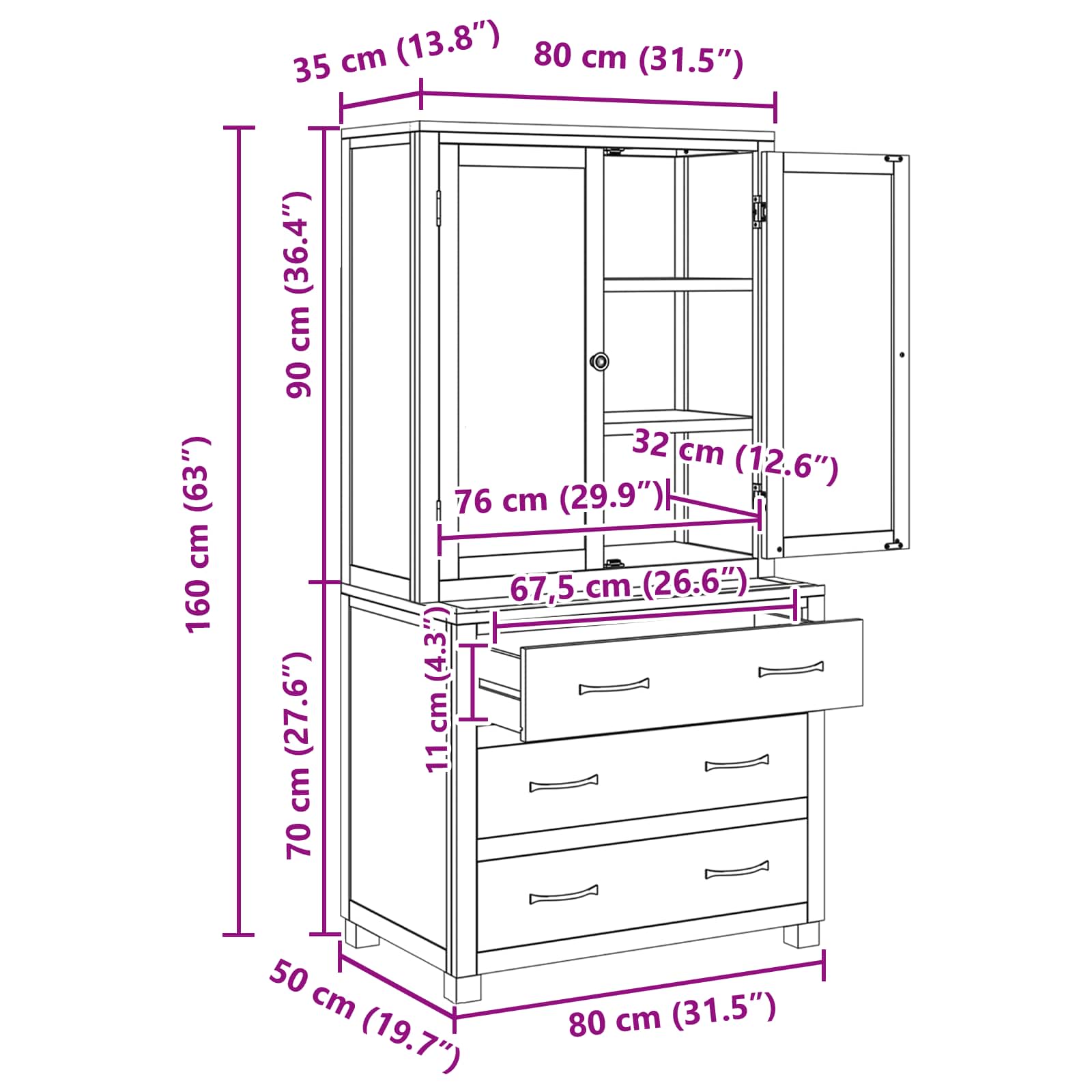 Set de Mobilier pentru Depozitare cu sertar Maro Lemn compozit GartenMobel Dekor