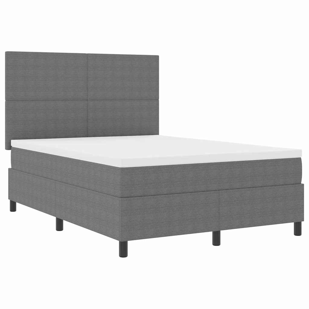 Pat cu arcuri cu headboard Gri deschis și alb. 160 x 200 cm GartenMobel Dekor