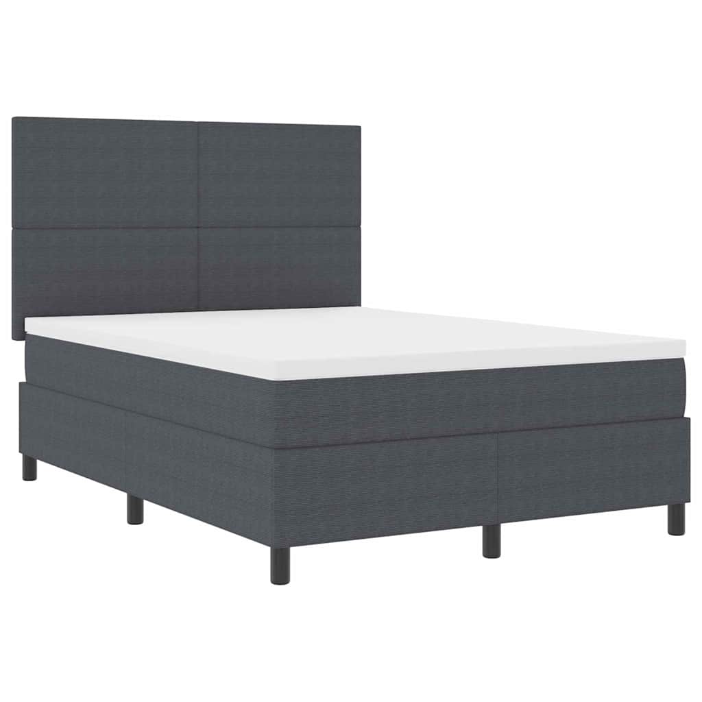 Pat cu arcuri cu headboard Gri închis și alb 140 x 200 cm GartenMobel Dekor