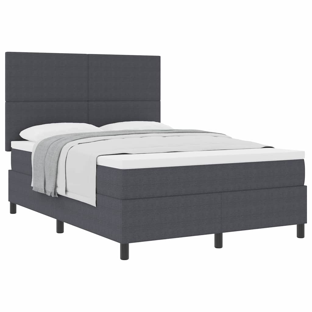 Pat cu arcuri cu headboard Gri închis și alb 140 x 200 cm GartenMobel Dekor