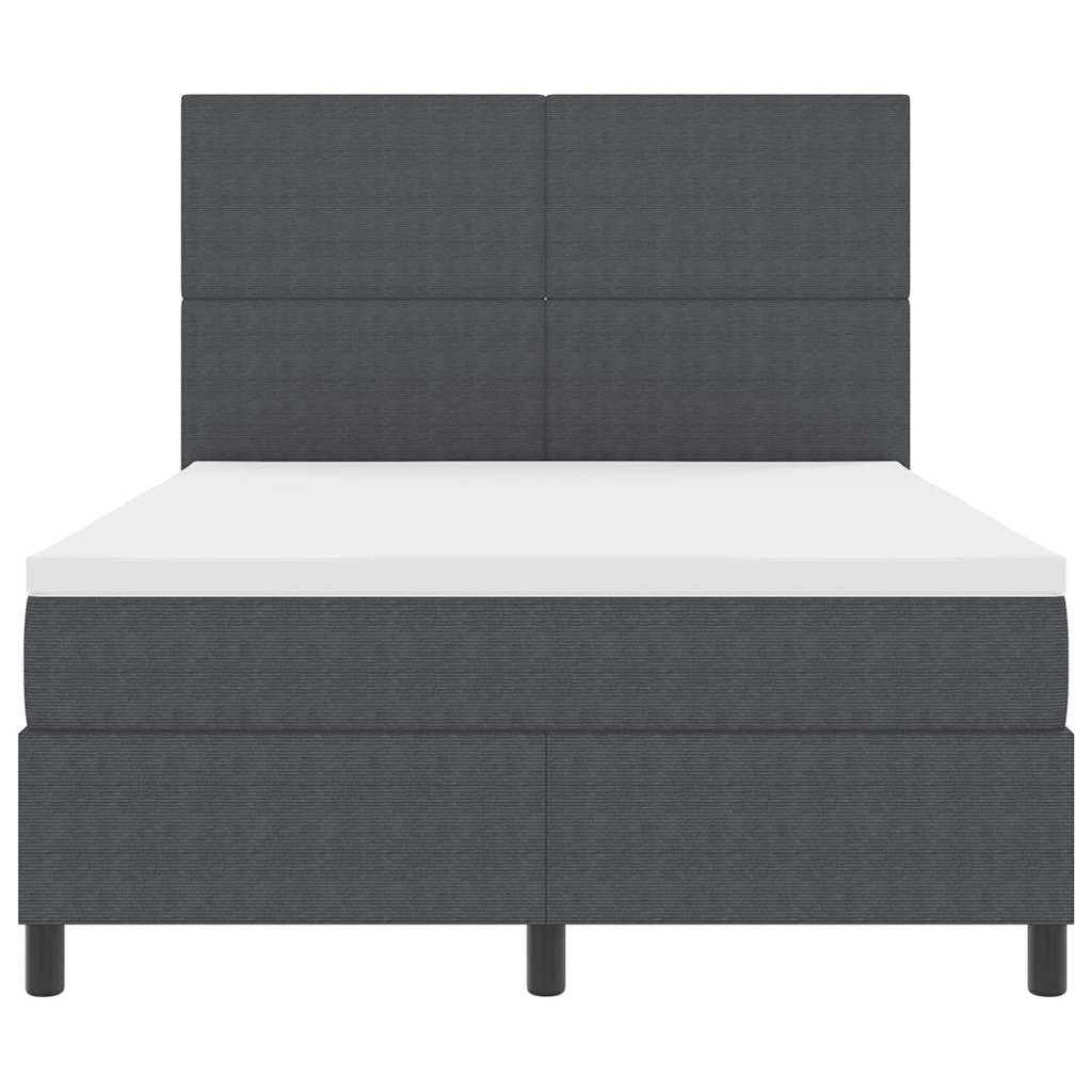 Pat cu arcuri cu headboard Gri închis și alb 140 x 200 cm GartenMobel Dekor