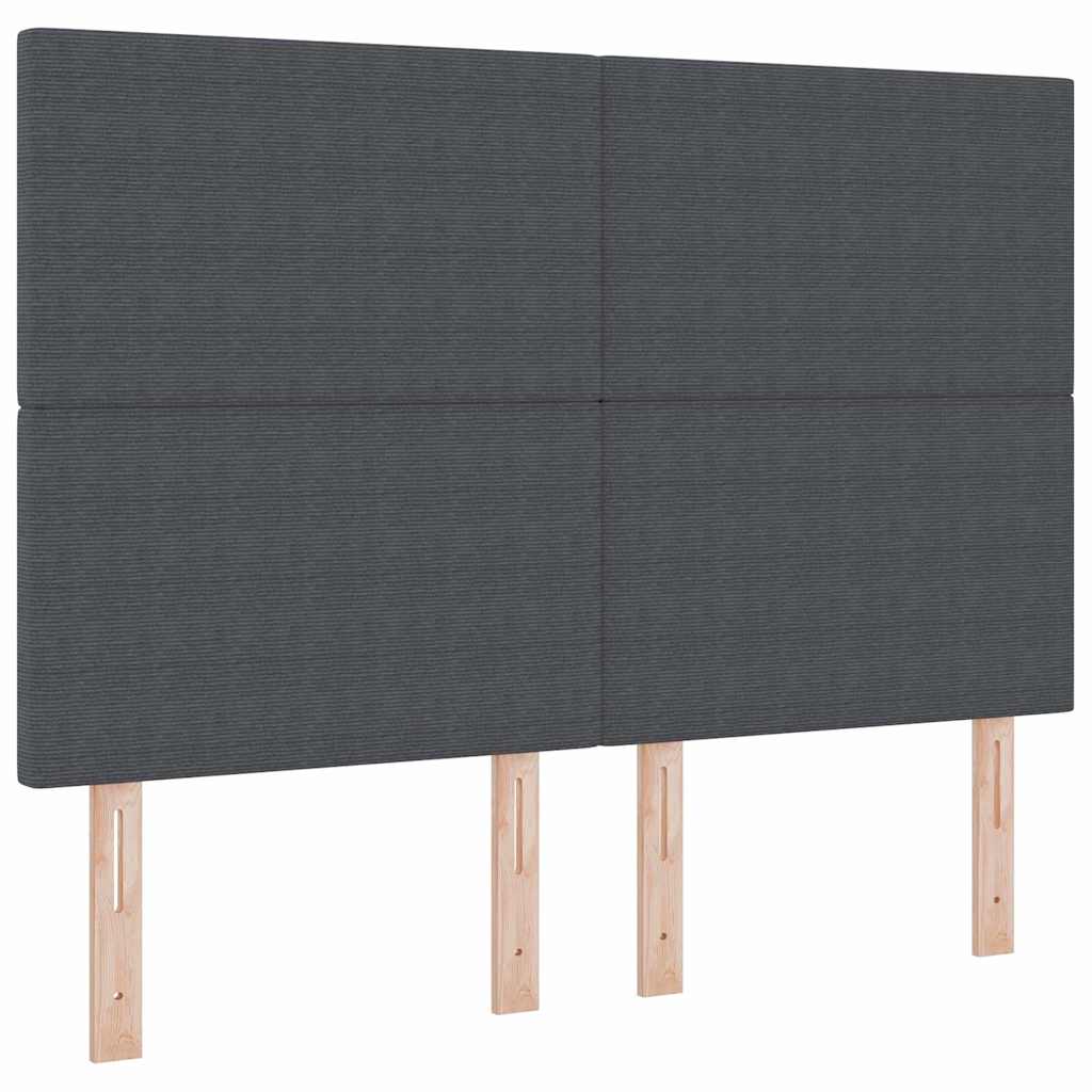 Pat cu arcuri cu headboard Gri închis și alb 140 x 200 cm GartenMobel Dekor