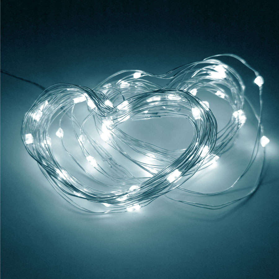 Ghirlandă luminoasă solară liniară, 100 LED-uri, 9,9 m, alb rece pentru exterior