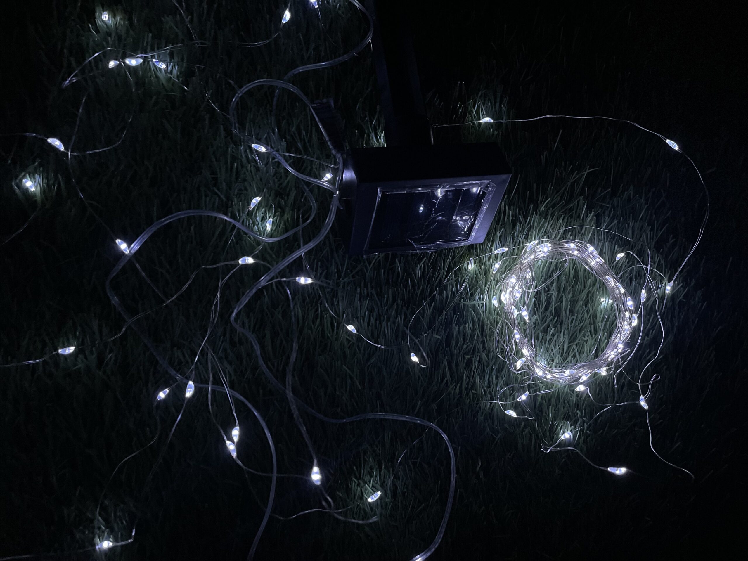 Ghirlandă luminoasă solară liniară, 100 LED-uri, 9,9 m, alb rece pentru exterior