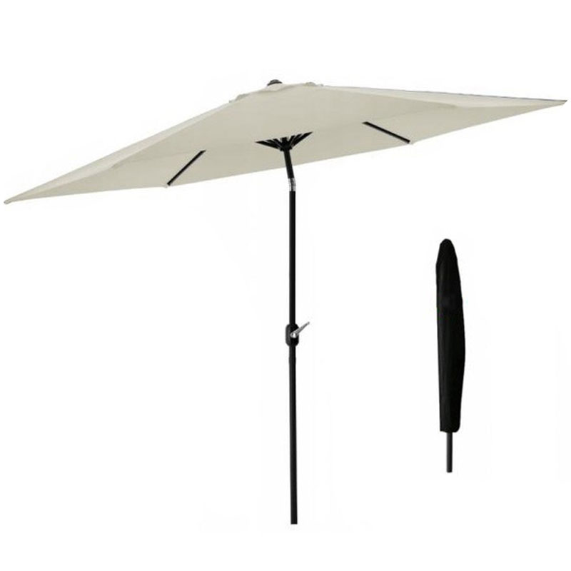Umbrelă de terasă și grădină 300 cm, bej, cu înclinare, manivelă și husă