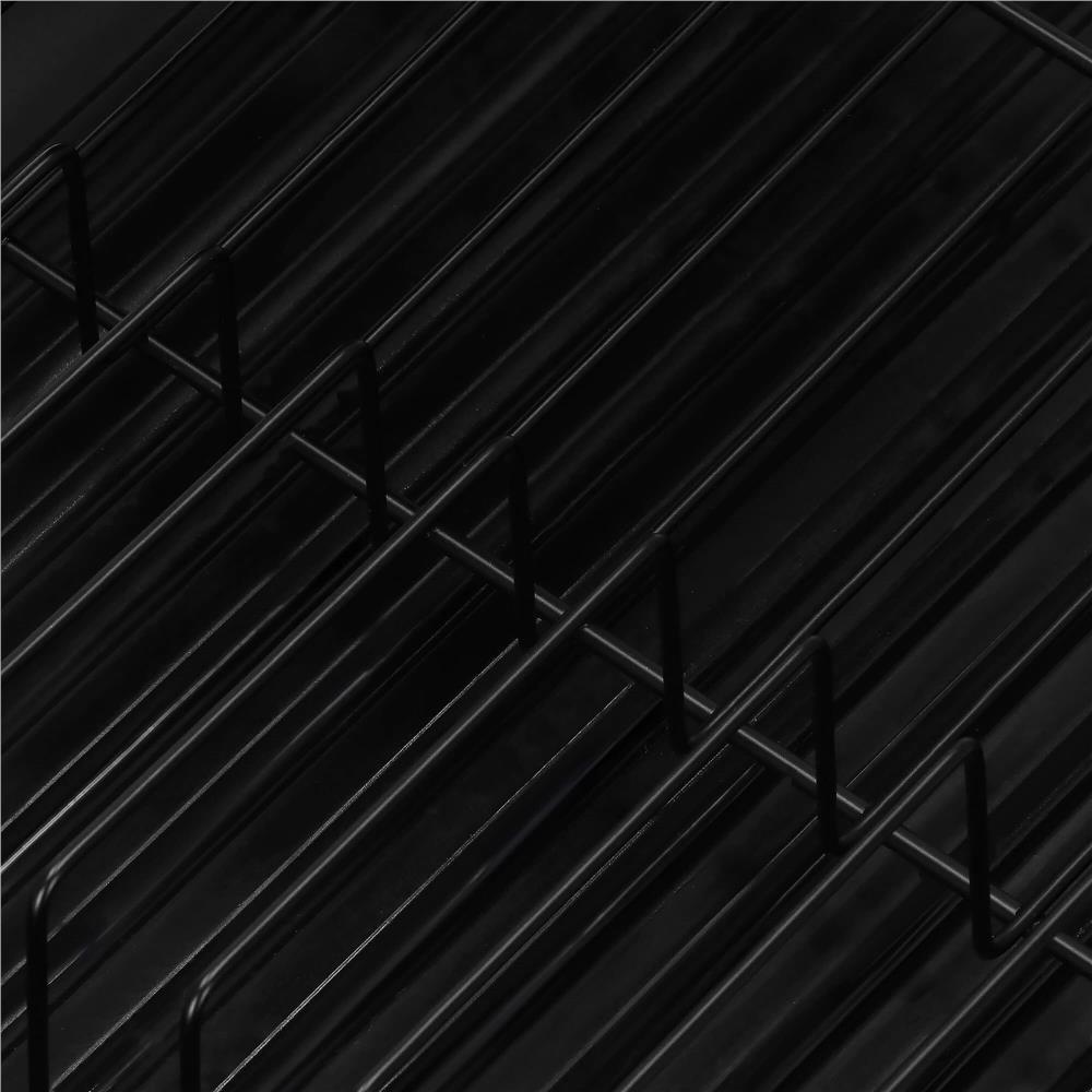 Uscator de vase cu suport tacamuri, din otel, cu tava de scurgere, 42x32x15cm, negru