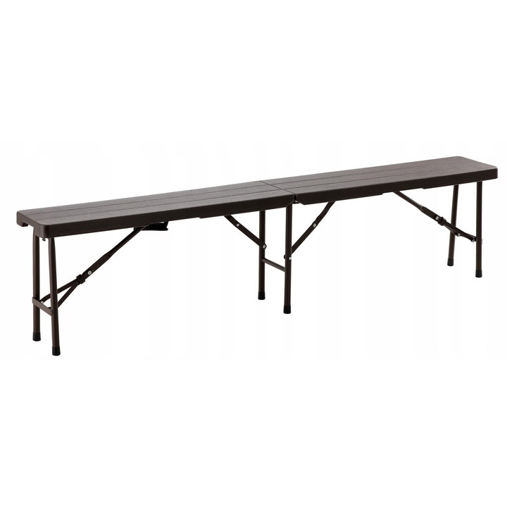 Banca pliabila pentru gradina si catering, HDPE, 180x25x43 cm, maro