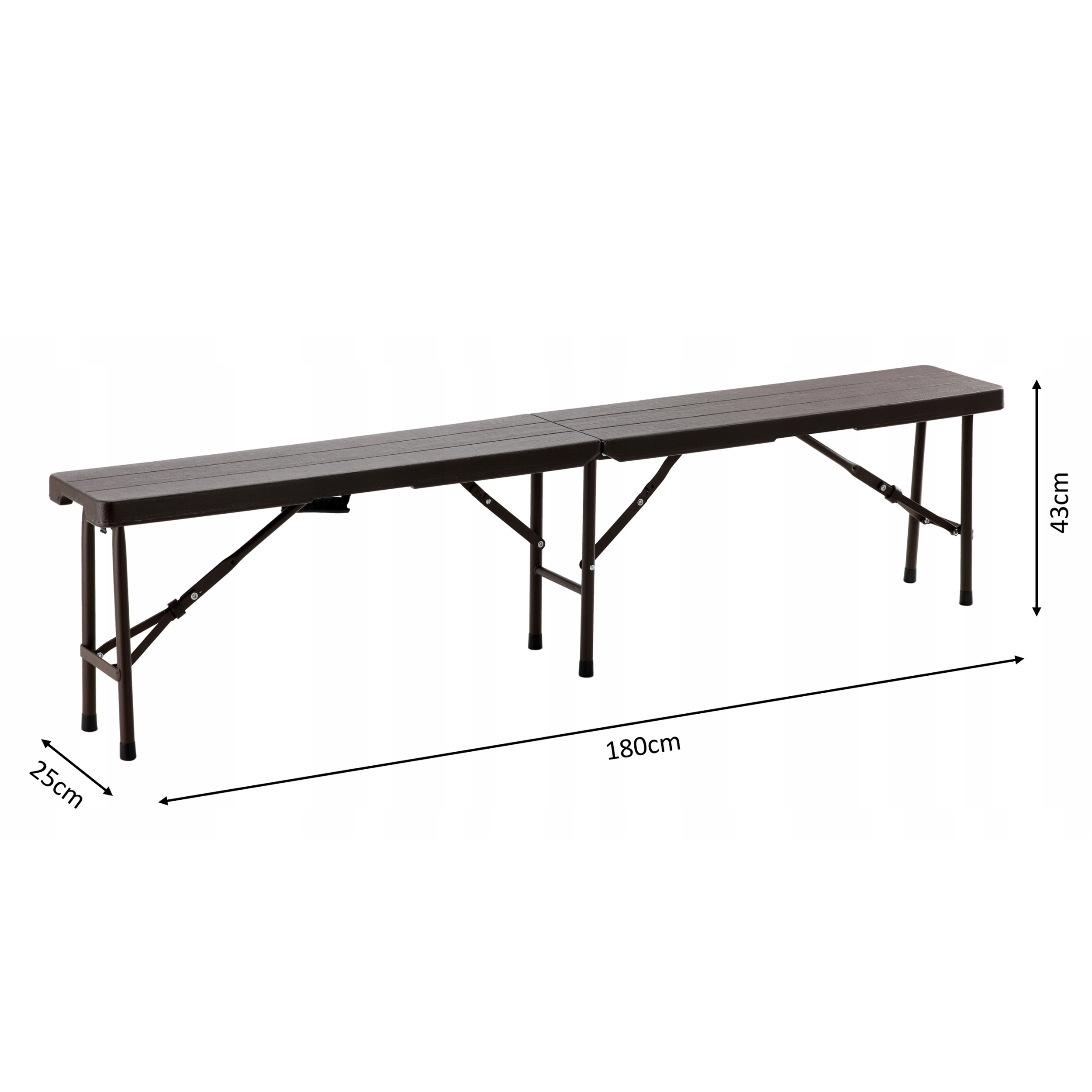 Banca pliabila pentru gradina si catering, HDPE, 180x25x43 cm, maro