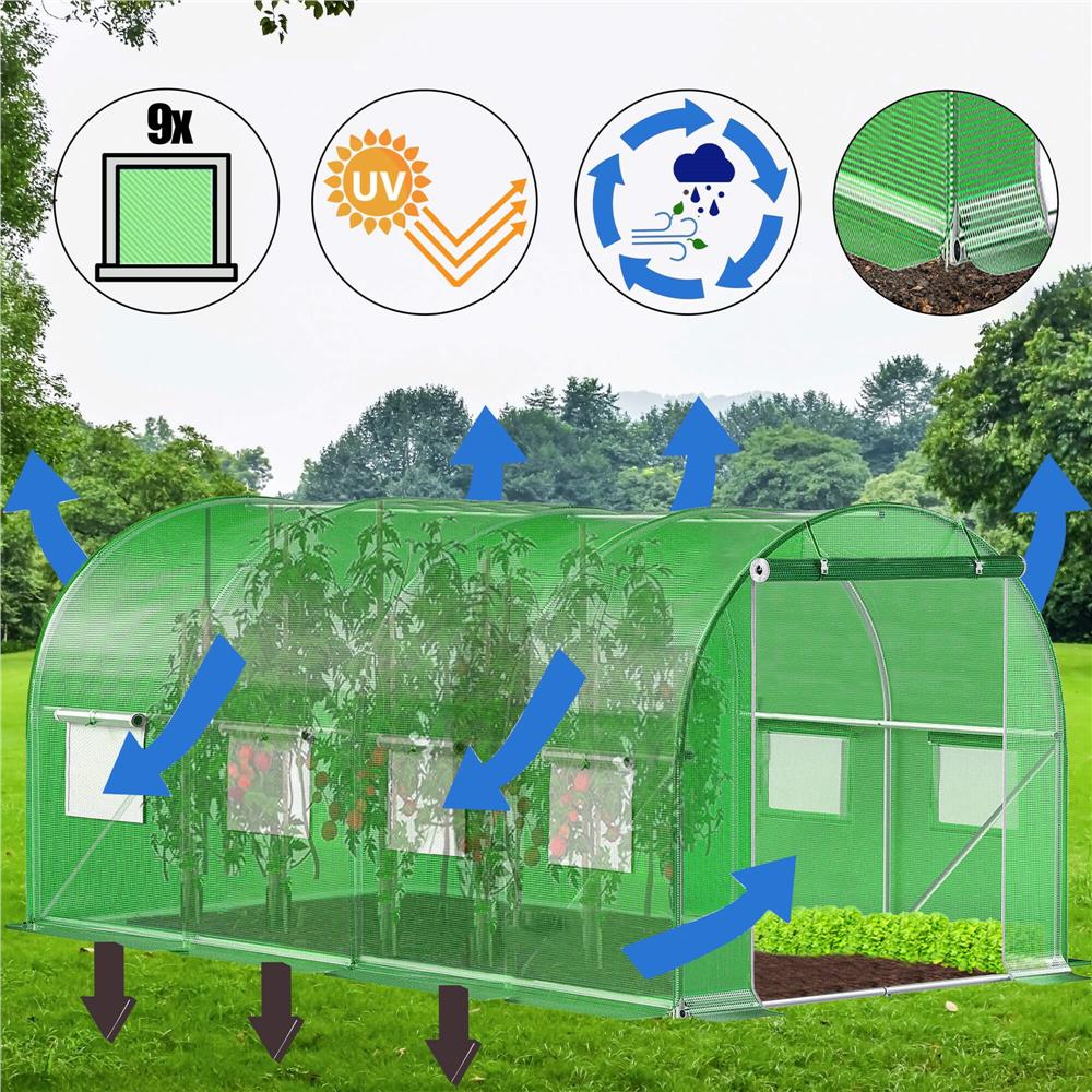 Sera de gradina tip tunel cu cadru metalic, 200x450 cm, 9 mp