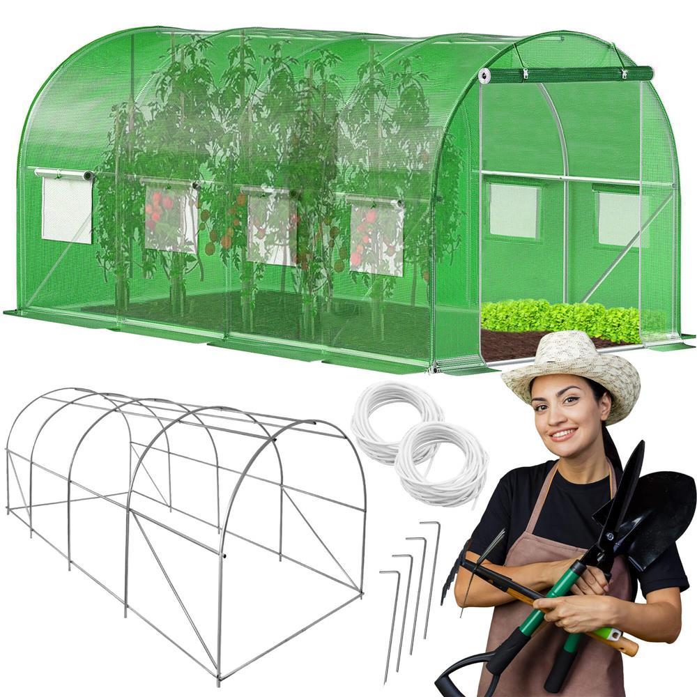 Sera de gradina tip tunel cu cadru metalic, 200x450 cm, 9 mp