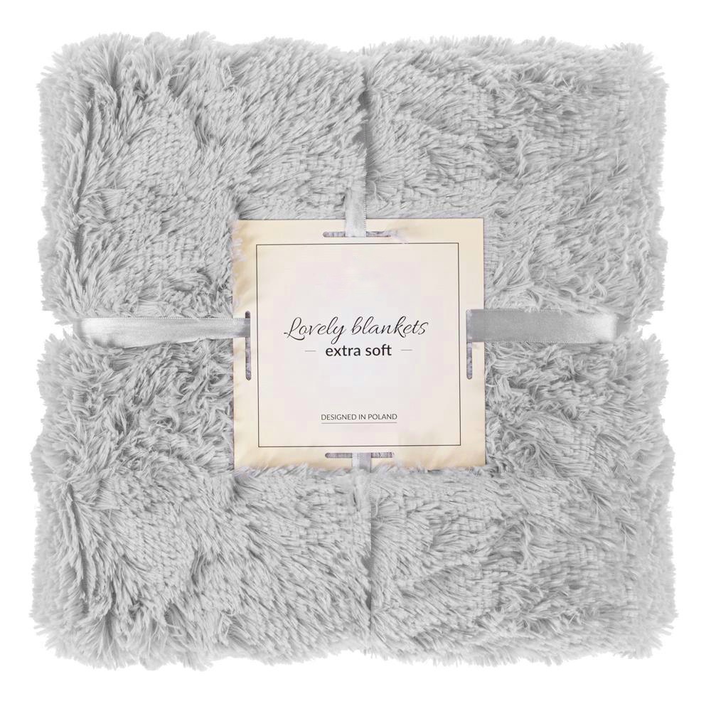 Pătură pufoasă și călduroasă pentru 2 persoane, 160x200 cm, gri deschis