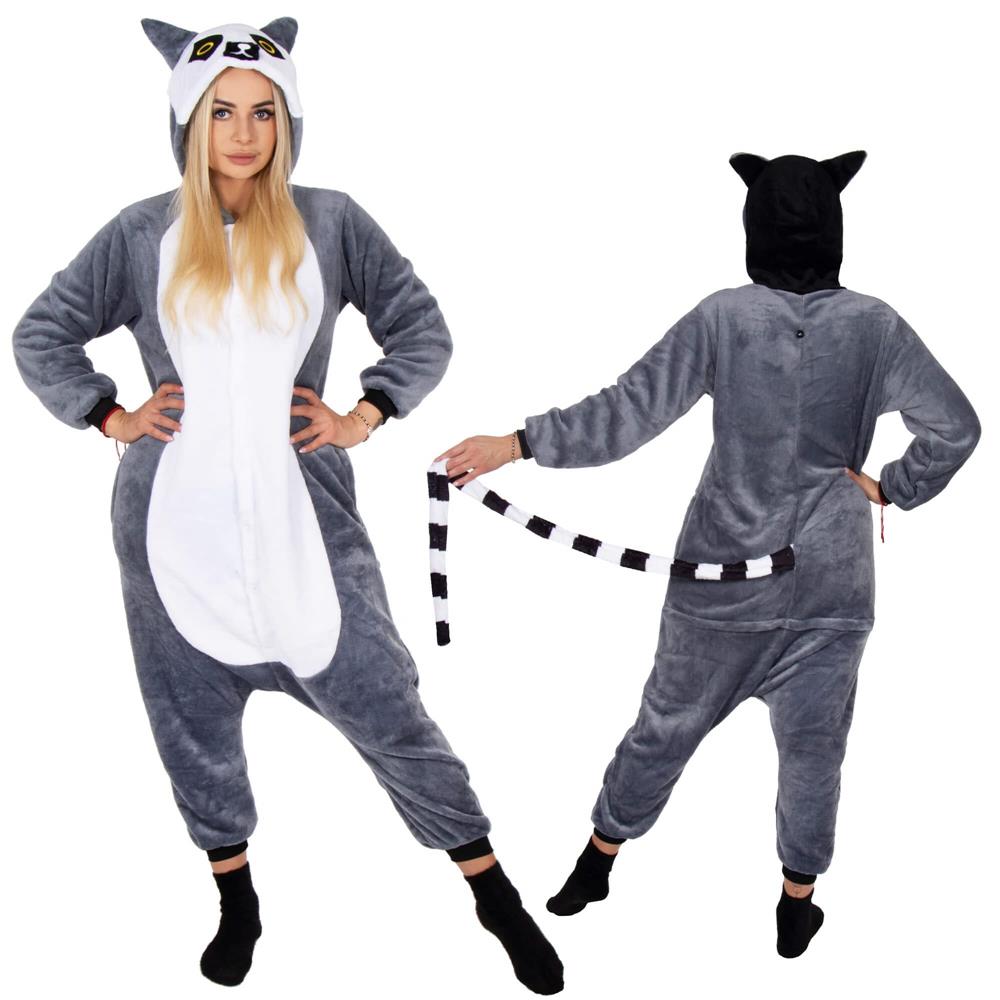 Pijama salopeta pufoasa pentru adulti, model Lemur, marimea S