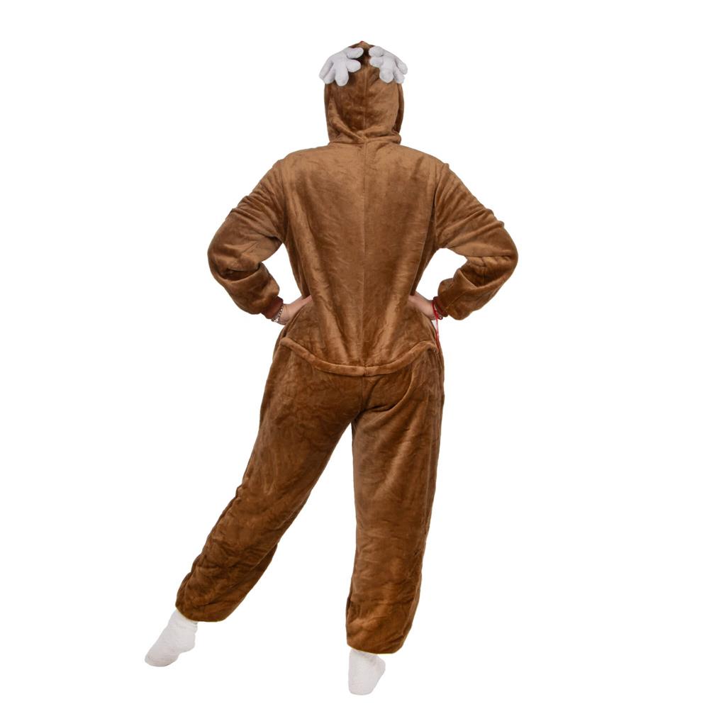 Pijama salopeta pufoasa pentru adulti model Ren, maro, marimea S