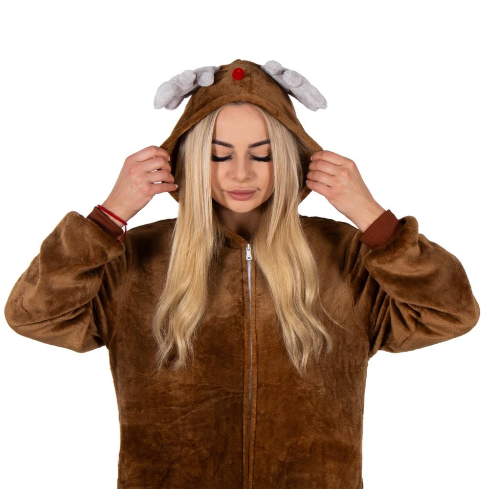 Pijama salopeta pufoasa pentru adulti model Ren, maro, marimea S