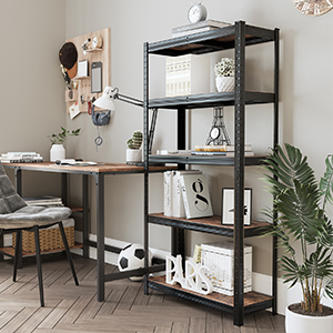 SONGMICS raft metalic modular pentru depozitare, 5 polite, 650 kg, maro rustic