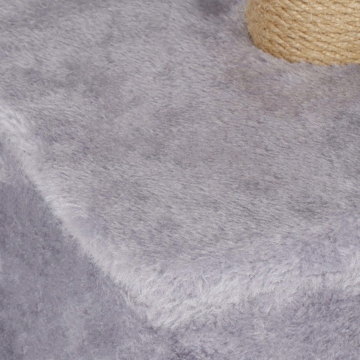 Ansamblu de joaca pentru pisici cu stalp de zgariat, casuta si platforma, 62 cm, gri