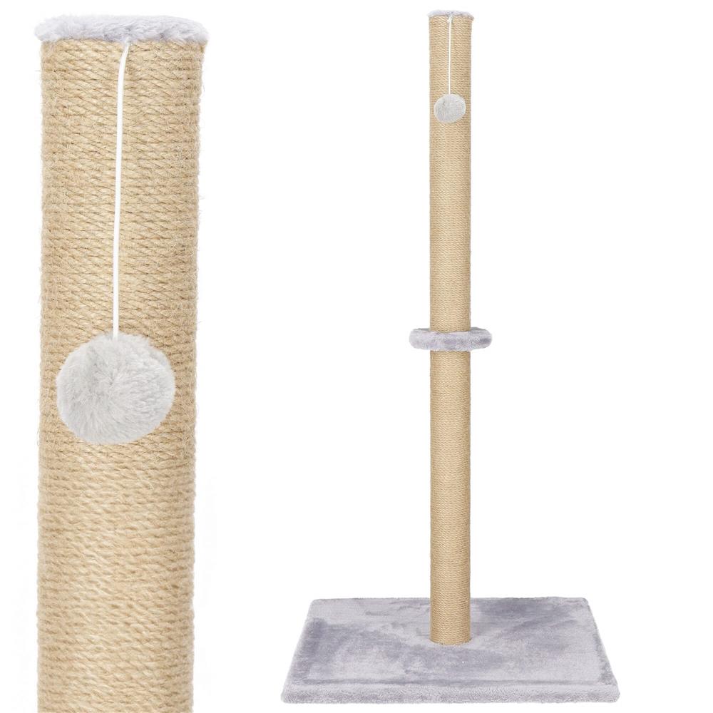 Ansamblu de joaca pentru pisici cu stalp de zgariat si jucarie, 103 cm, gri