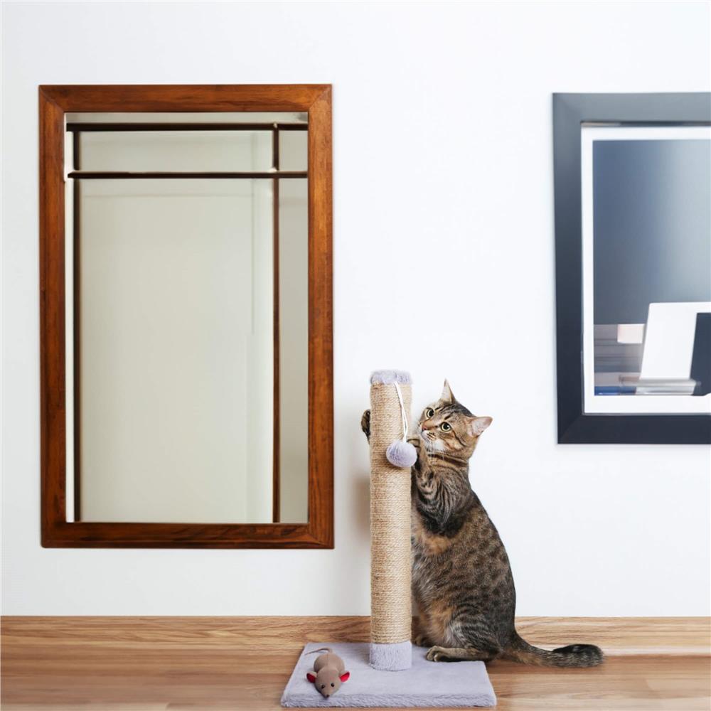 Ansamblu de joaca pentru pisici cu stalp de zgariat si jucarie, 103 cm, gri