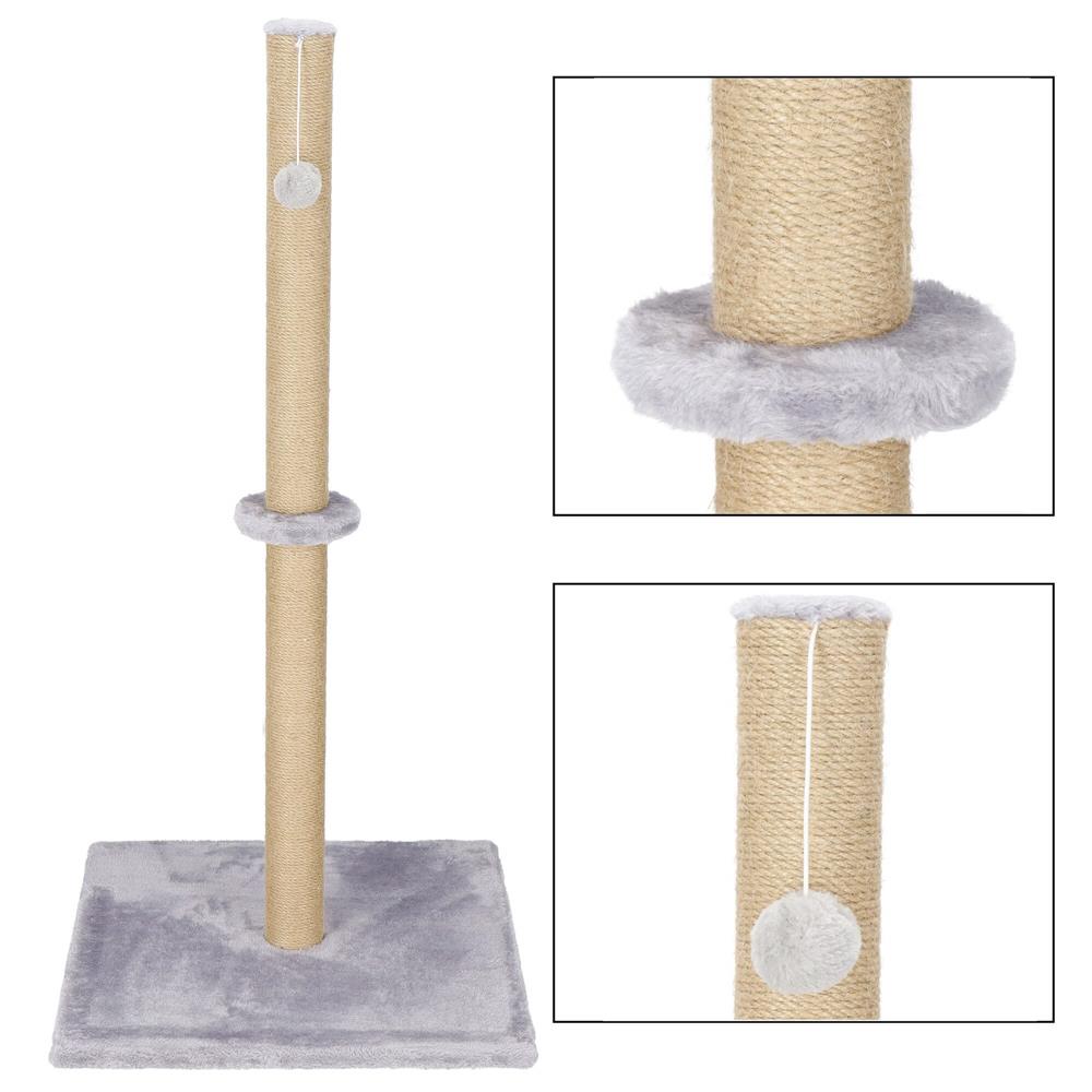 Ansamblu de joaca pentru pisici cu stalp de zgariat si jucarie, 103 cm, gri