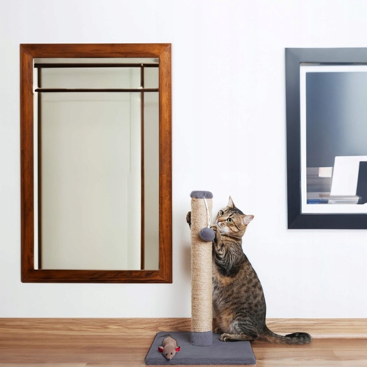 Ansamblu de joaca pentru pisici cu stalp de zgariat sisal, 75 cm, gri