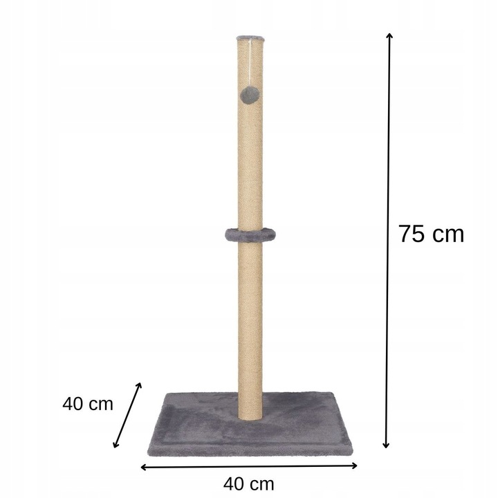 Ansamblu de joaca pentru pisici cu stalp de zgariat sisal, 75 cm, gri