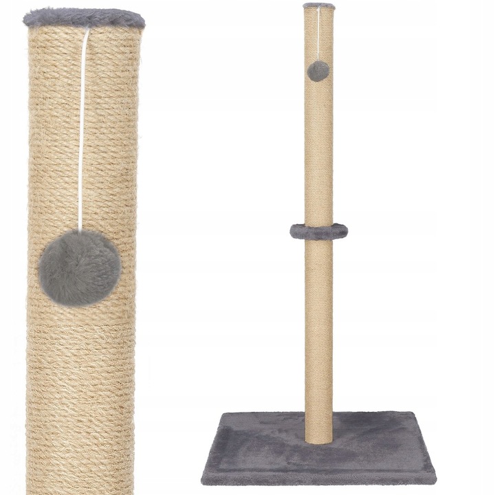 Ansamblu de joaca pentru pisici cu stalp de zgariat sisal, 75 cm, gri