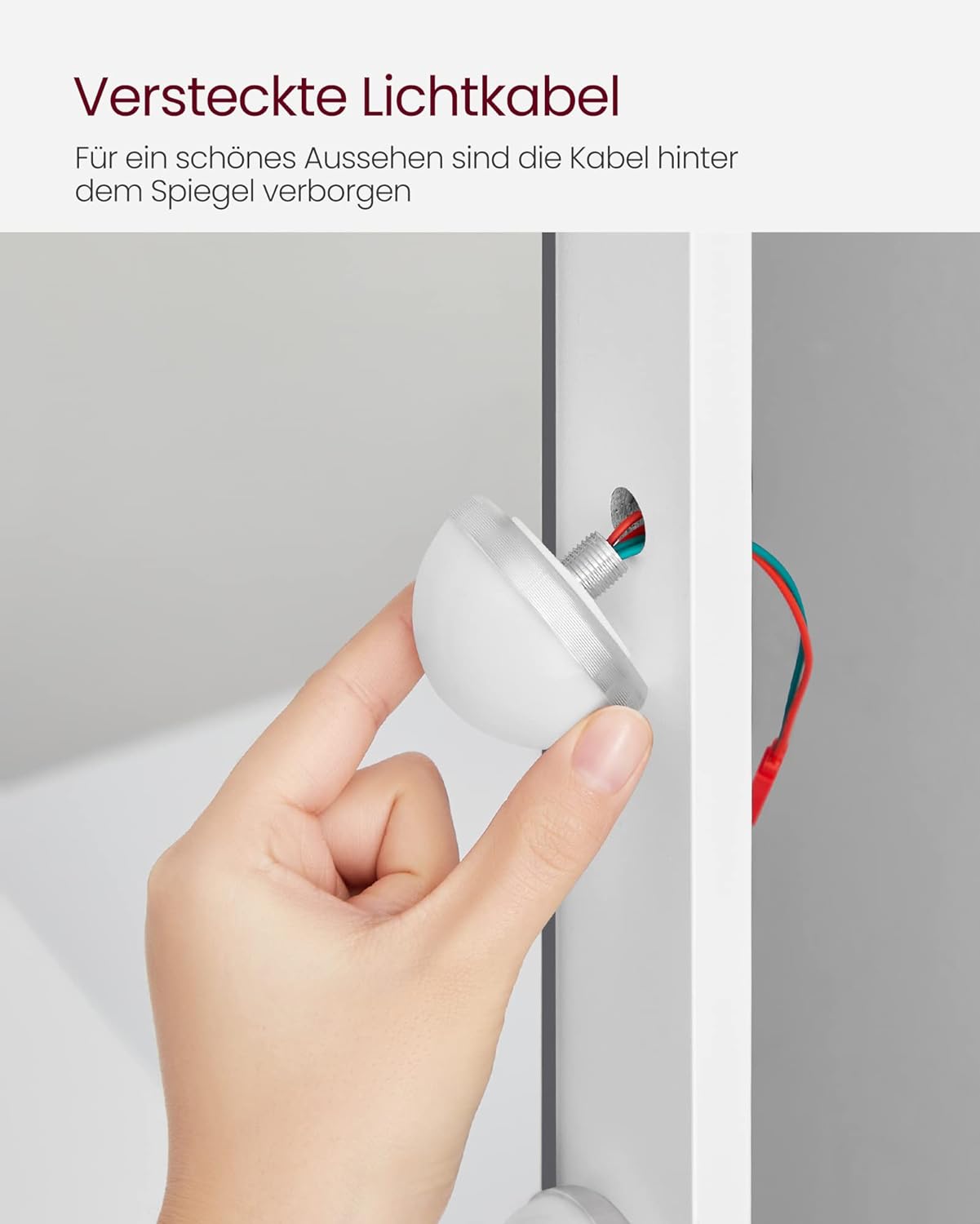 Masă de toaletă VASAGLE cu oglindă LED, 2 sertare și rafturi, alb