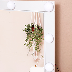 Masă de toaletă VASAGLE cu oglindă și 9 becuri, 2 sertare, alb, 80x40x145 cm