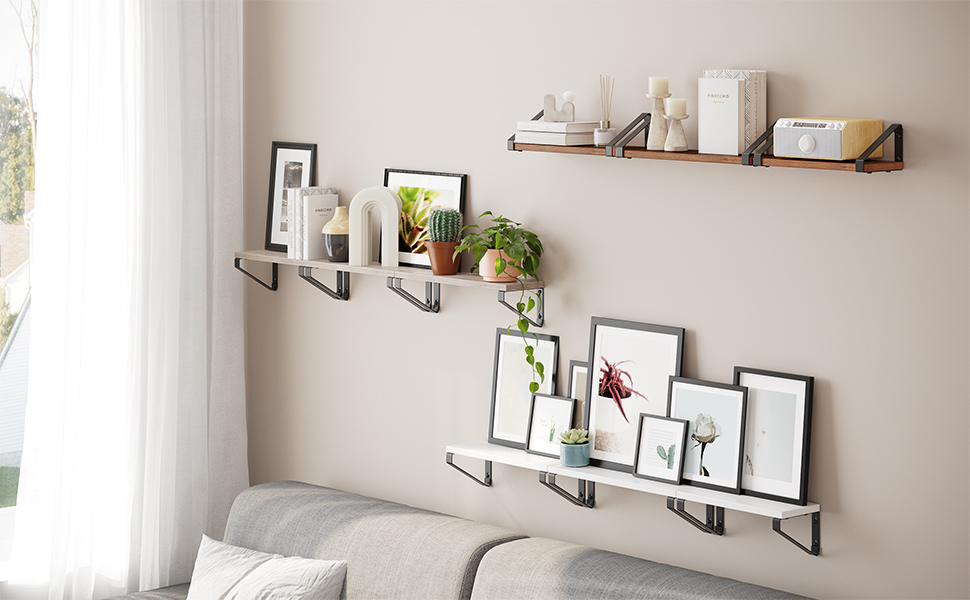 VASAGLE set 3 rafturi de perete industriale, maro rustic si negru