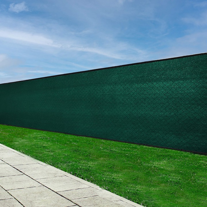 Plasa de umbrire si intimitate pentru gard 1,5 x 50 m, 185 g/mp, verde
