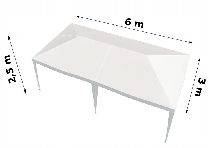 Cort pavilion de grădină 3x6 m, impermeabil, cu protecție UV, alb