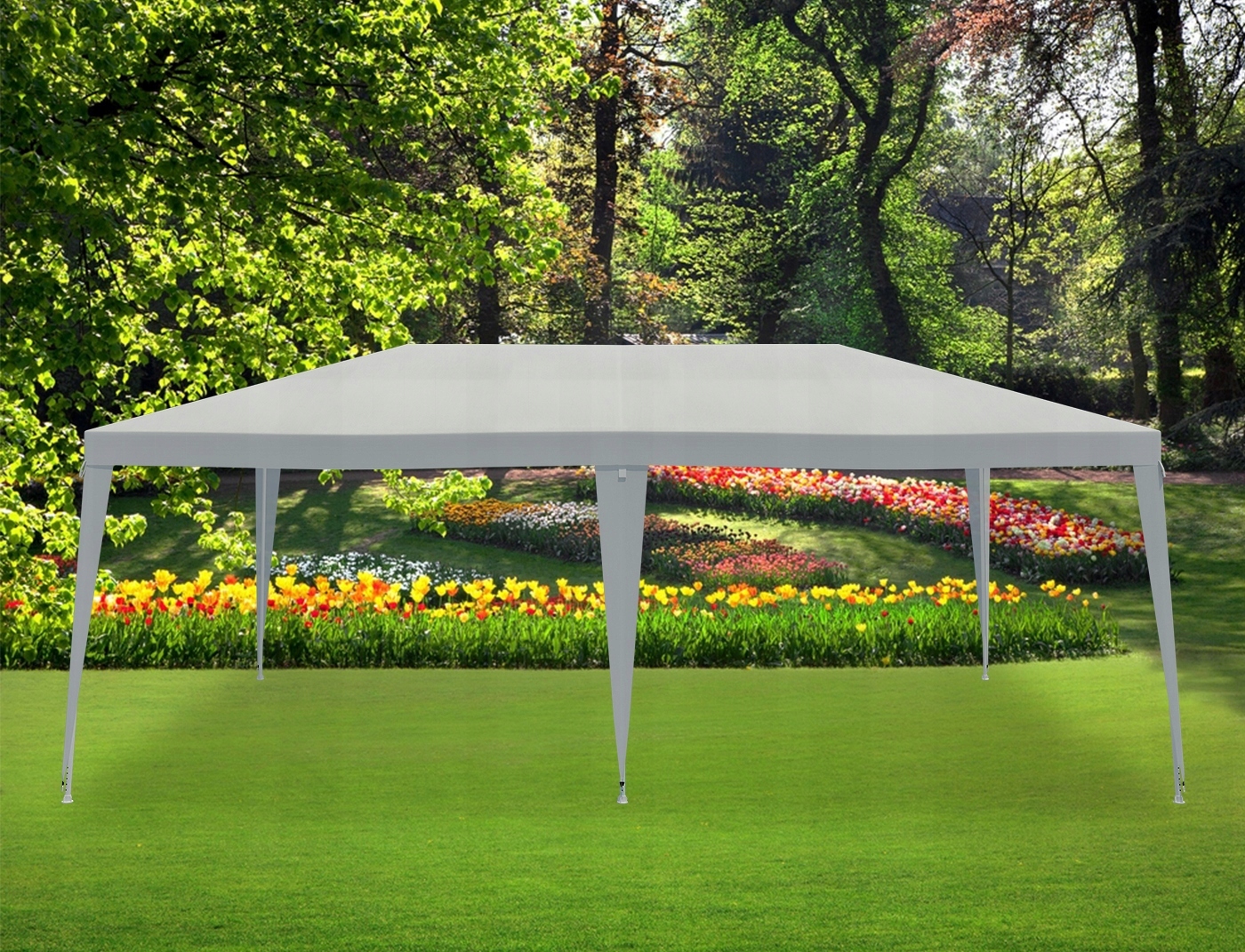Cort pavilion de grădină 3x6 m, impermeabil, cu protecție UV, alb