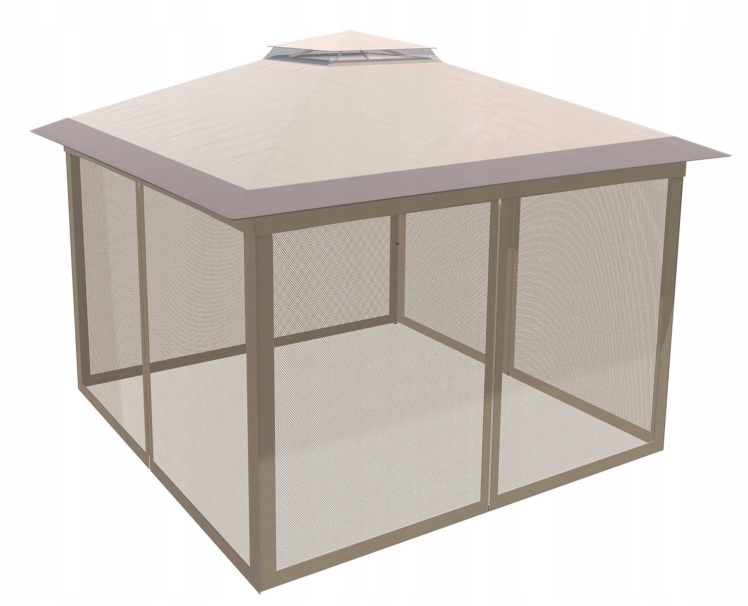 Cort pavilion de gradina tip pergola, automat pop-up, 300×300 cm, cu 4 pereti laterali cu plasa, impermeabil cu rezistenta UV, bej