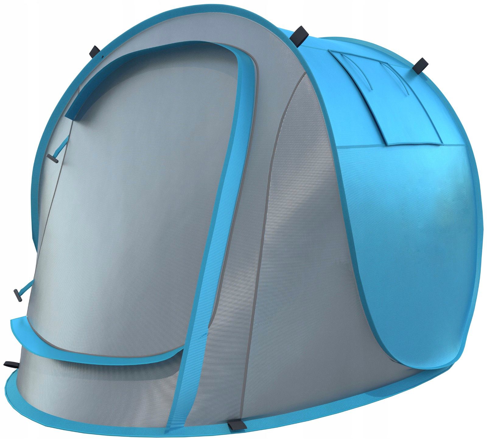 Cort de plaja si picnic Sersimo cu protectie UV, 210x130x90 cm, albastru-gri