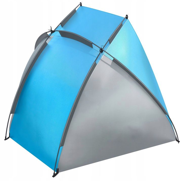 Cort de plaja si picnic Sersimo cu protectie UV, 220x115x120 cm, albastru gri