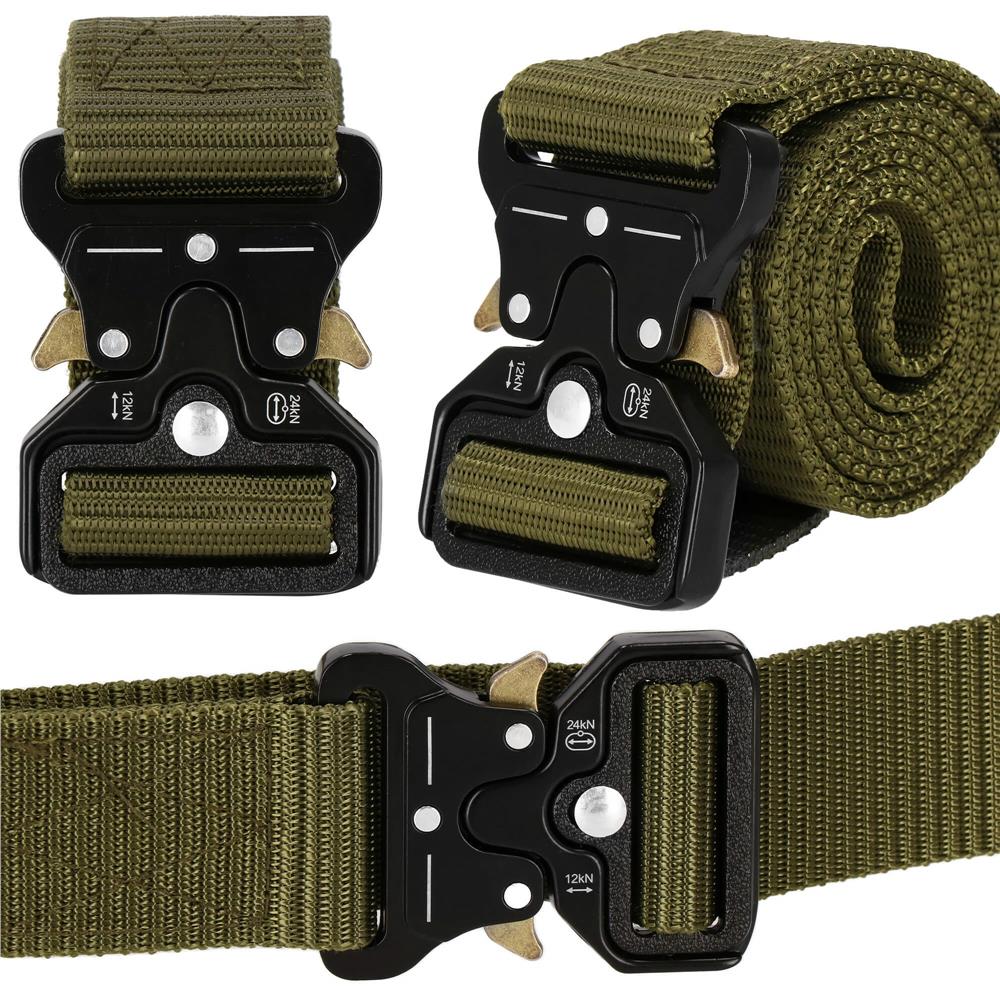 Curea centura Tactical Combat pentru barbati 3.5 x 125 cm, rezistent, verde