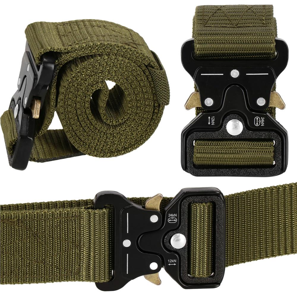 Curea centura Tactical Combat pentru barbati 3.5 x 125 cm, rezistent, verde
