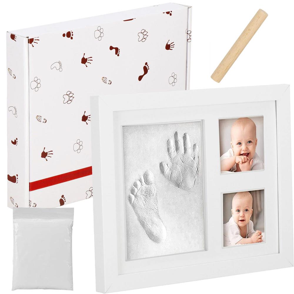 Kit amprenta bebe cu rama foto alba, 23x28 cm, pentru manuta sau piciorus