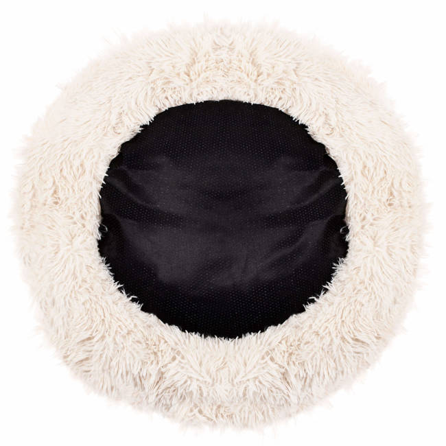 Pat pufos Sersimo pentru caini si pisici, bej, 90 cm, husa detasabila