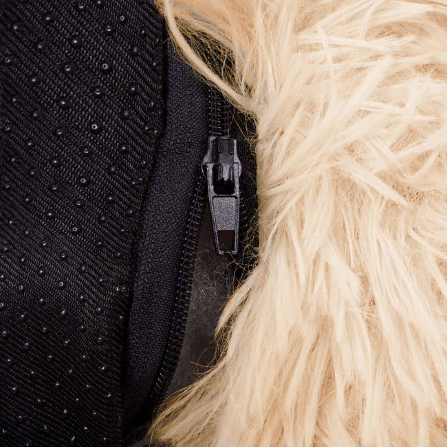 Pat pufos Sersimo pentru caini si pisici, crem, 90 cm, husa detasabila