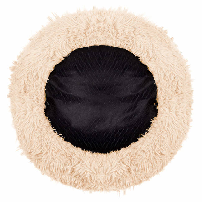 Pat pufos Sersimo pentru caini si pisici, crem, 90 cm, husa detasabila