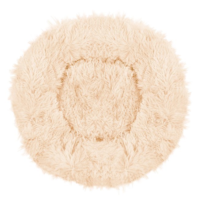 Pat pufos Sersimo pentru caini si pisici, crem, 90 cm, husa detasabila