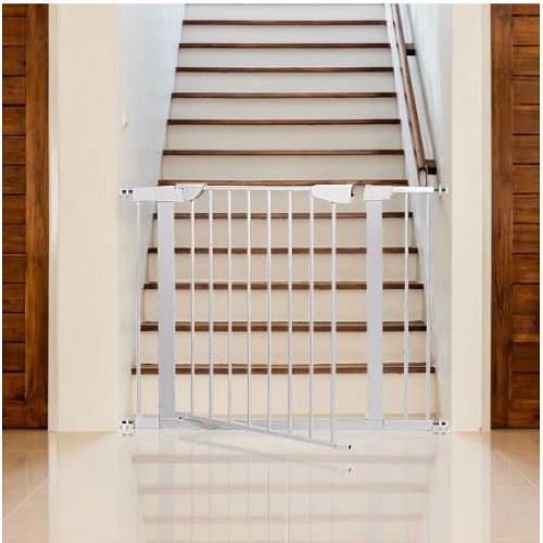 Poarta de siguranta pentru scari, ajustabila 118-127 cm, otel, alba
