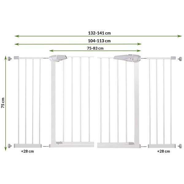Poarta de siguranta pentru scari Safety Gate, 132-141 cm, otel alb