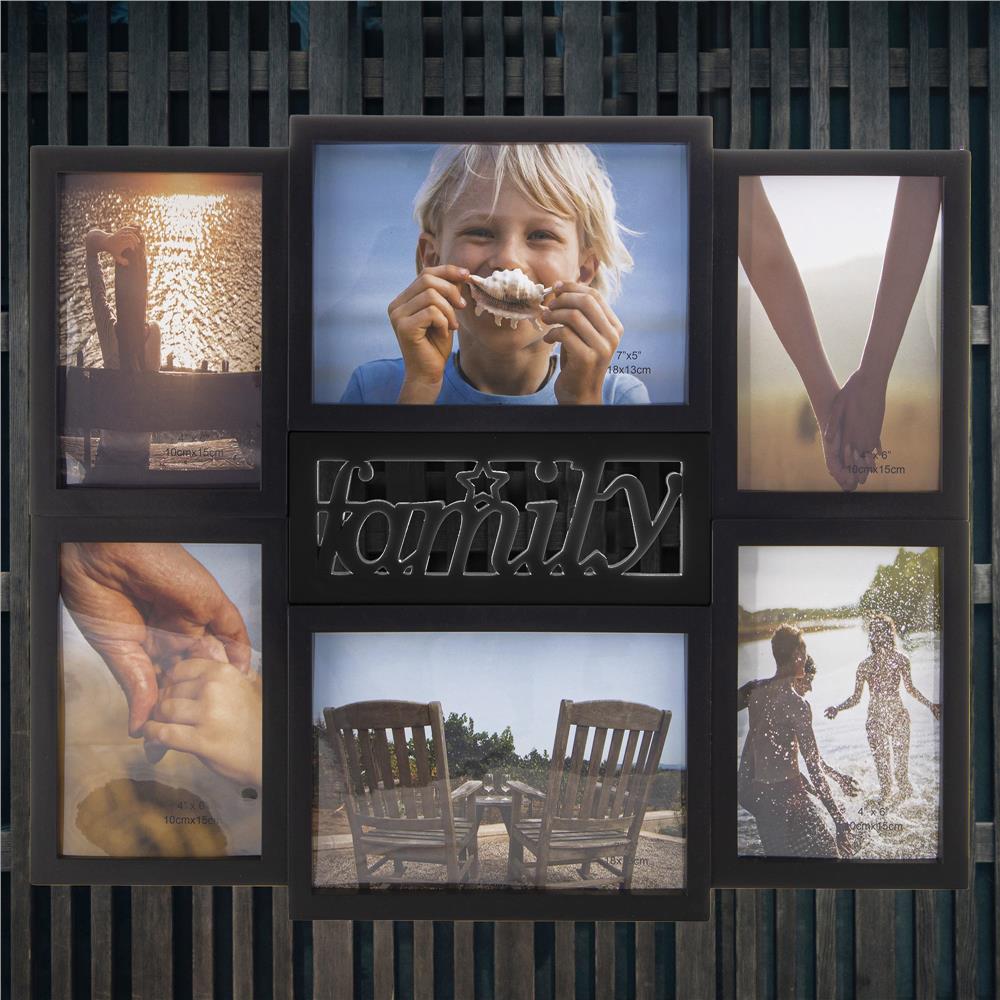 Rama foto colaj de perete pentru 6 fotografii, 36x42 cm, negru