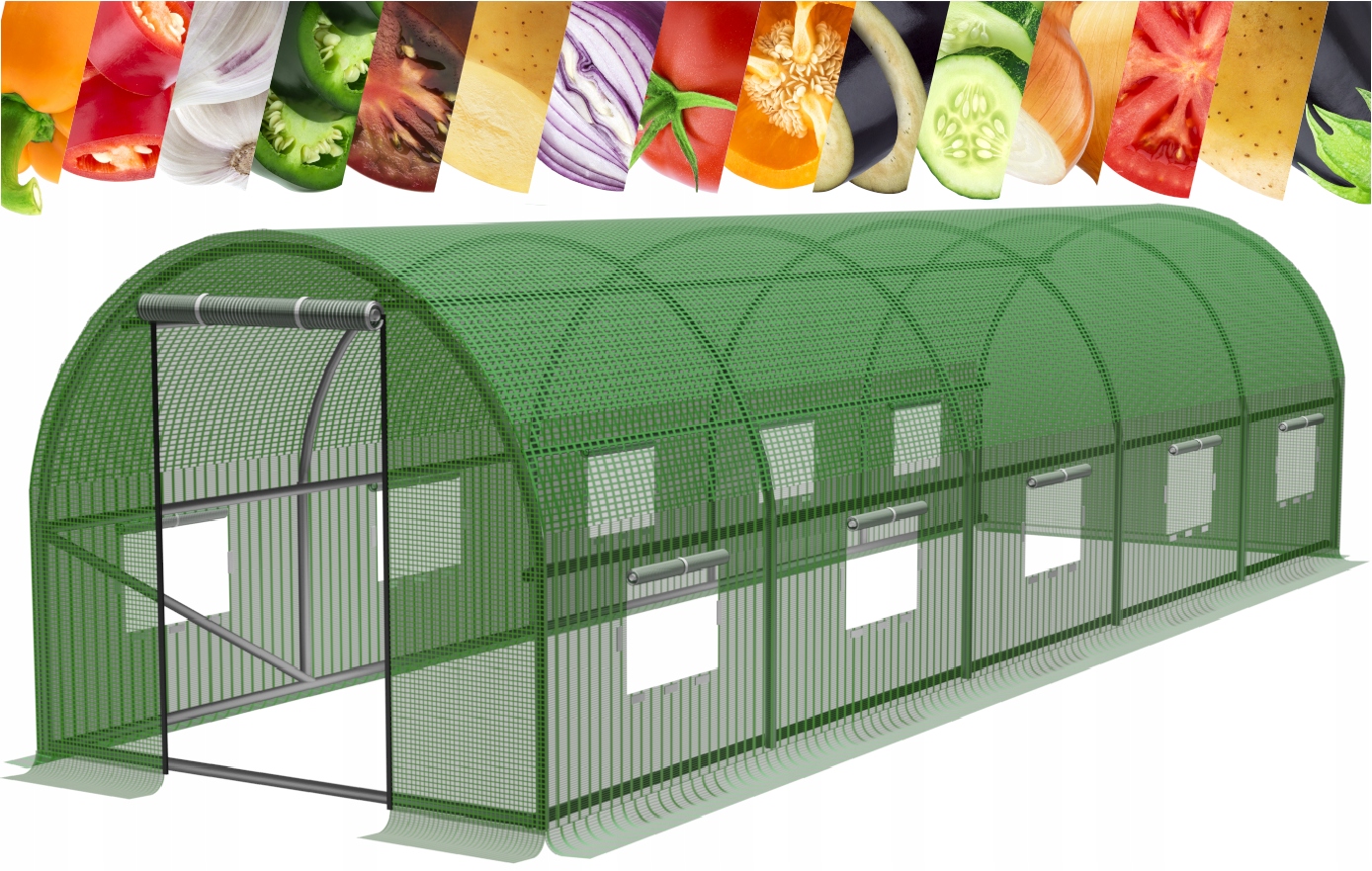 Sera de gradina tip tunel 24 mp, cadru metalic galvanizat, 300x800 cm